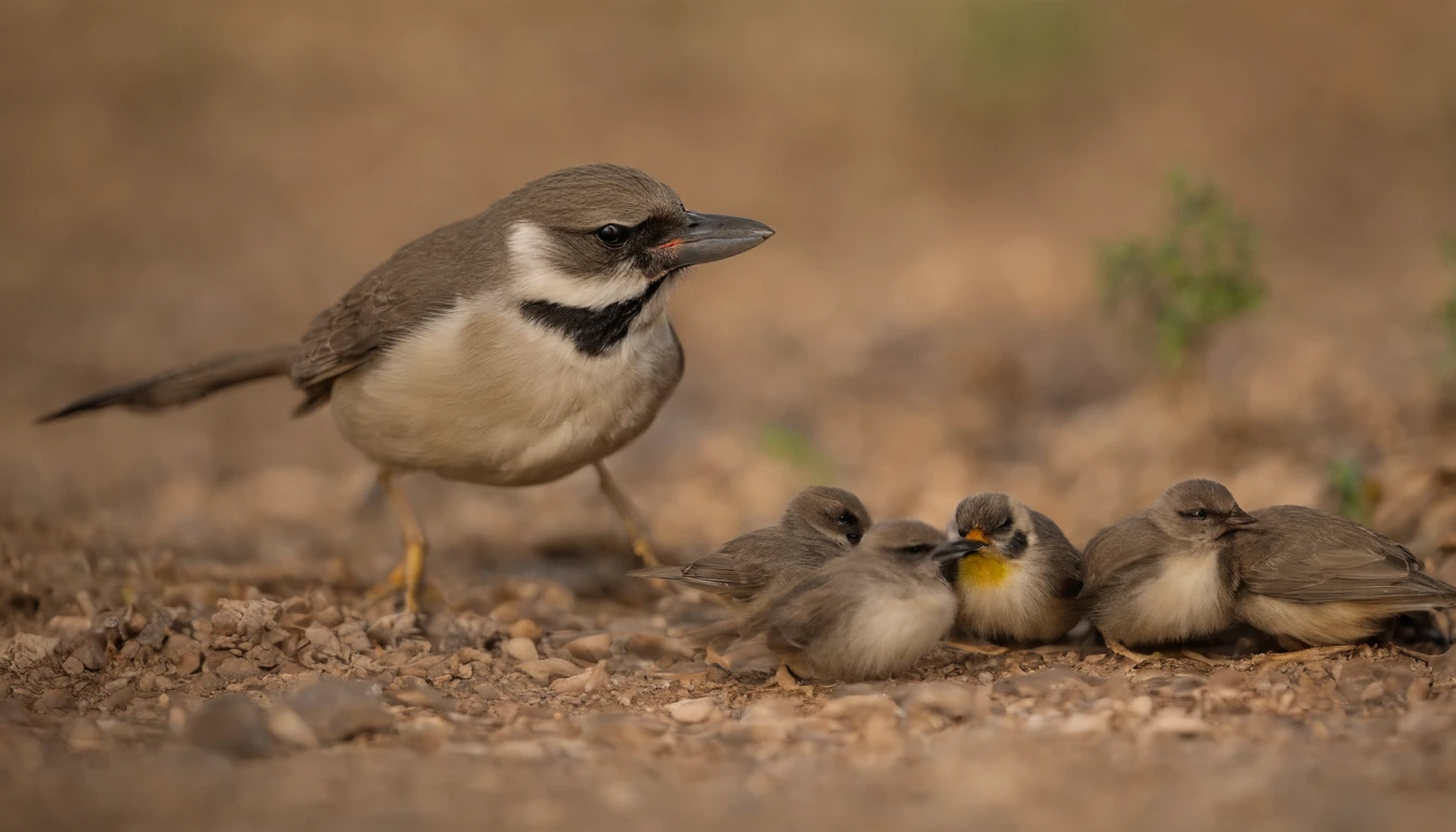 Many Sicalis flaveola eating on the ground with other small birds just like them
