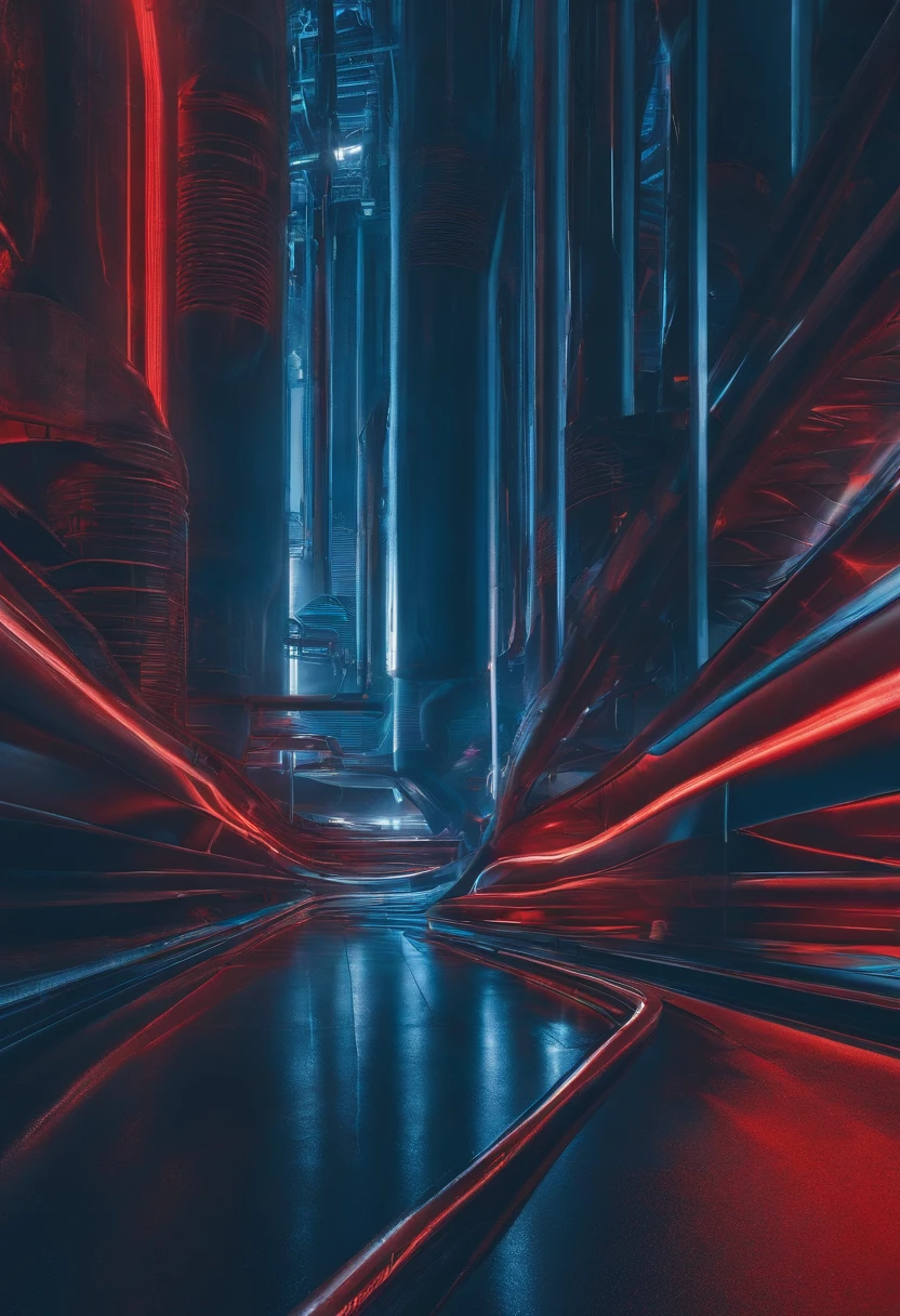 I want a logo,Blue and red lines combined,industrial style,Flattening,With the concept of fluids and gases
