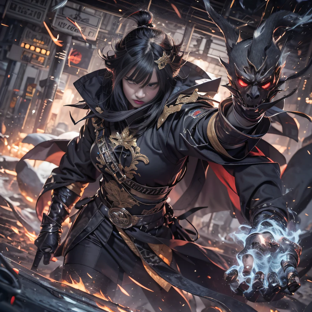 (末日核废墟)eyes filled with angry,He clenched his fists,Rush up,Deliver a fatal blow to your opponent,full bodyesbian,Full Body Male Mage 32K(tmasterpiece,k hd,hyper HD,32K)Long flowing black hair,Campsite size,zydink, a color, patriot (废墟), (Linen batik scarf), Angry fighting stance, looking at the ground, Batik linen bandana, Chinese python pattern long-sleeved garment, (Abstract propylene splash:1.2), Dark clouds lightning background,Flour flies(realisticlying:1.4),Black color hair,Flour fluttering,Background fog, A high resolution, the detail, RAW photogr, Sharp Re, Nikon D850 Film Stock Photo by Jefferies Lee 4 Kodak Portra 400 Camera F1.6 shots, Rich colors, ultra-realistic vivid textures, Dramatic lighting, Unreal Engine Art Station Trend, cinestir 800,Flowing black hair,(((Male mage))),The male mage was furiou人s,