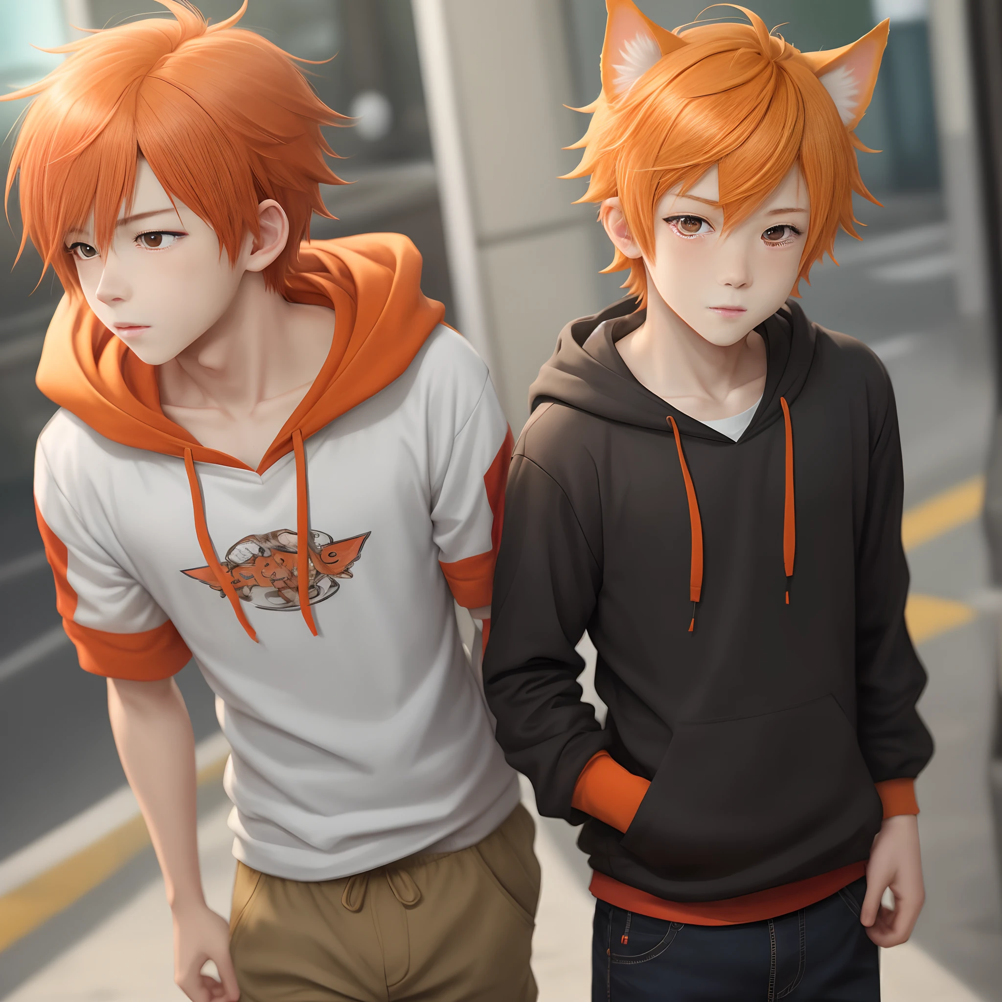 Anime Orange Hair Dog Ears Boy