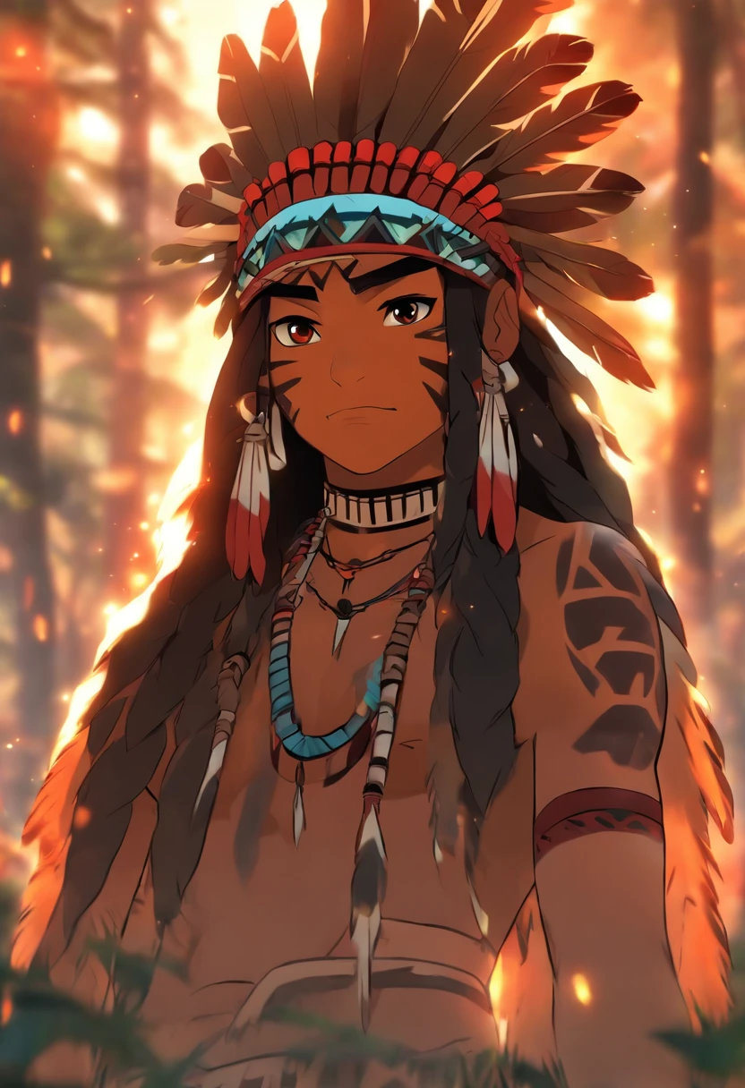 (((Indigenous tribe))) best quality, very high resolution, detailed CG in 4K, masterpiece, indigenous tribes, indigenous city, forest, aesthetics, beautiful image, centered on screen, full body