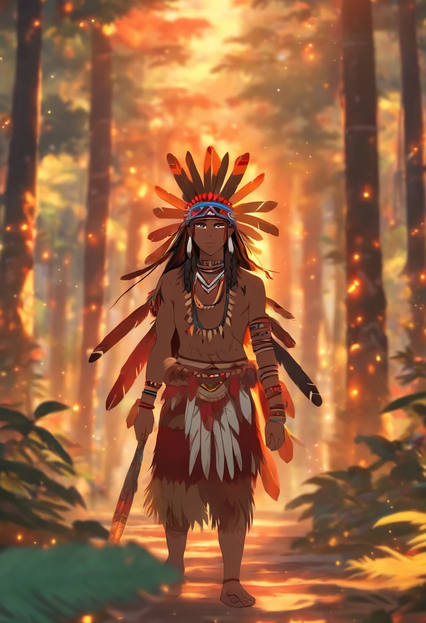 (((Indigenous tribe))) best quality, very high resolution, detailed CG in 4K, masterpiece, indigenous tribes, indigenous city, forest, aesthetics, beautiful image, centered on screen, full body