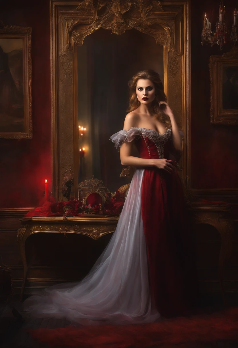 Vampire princess in her room painting