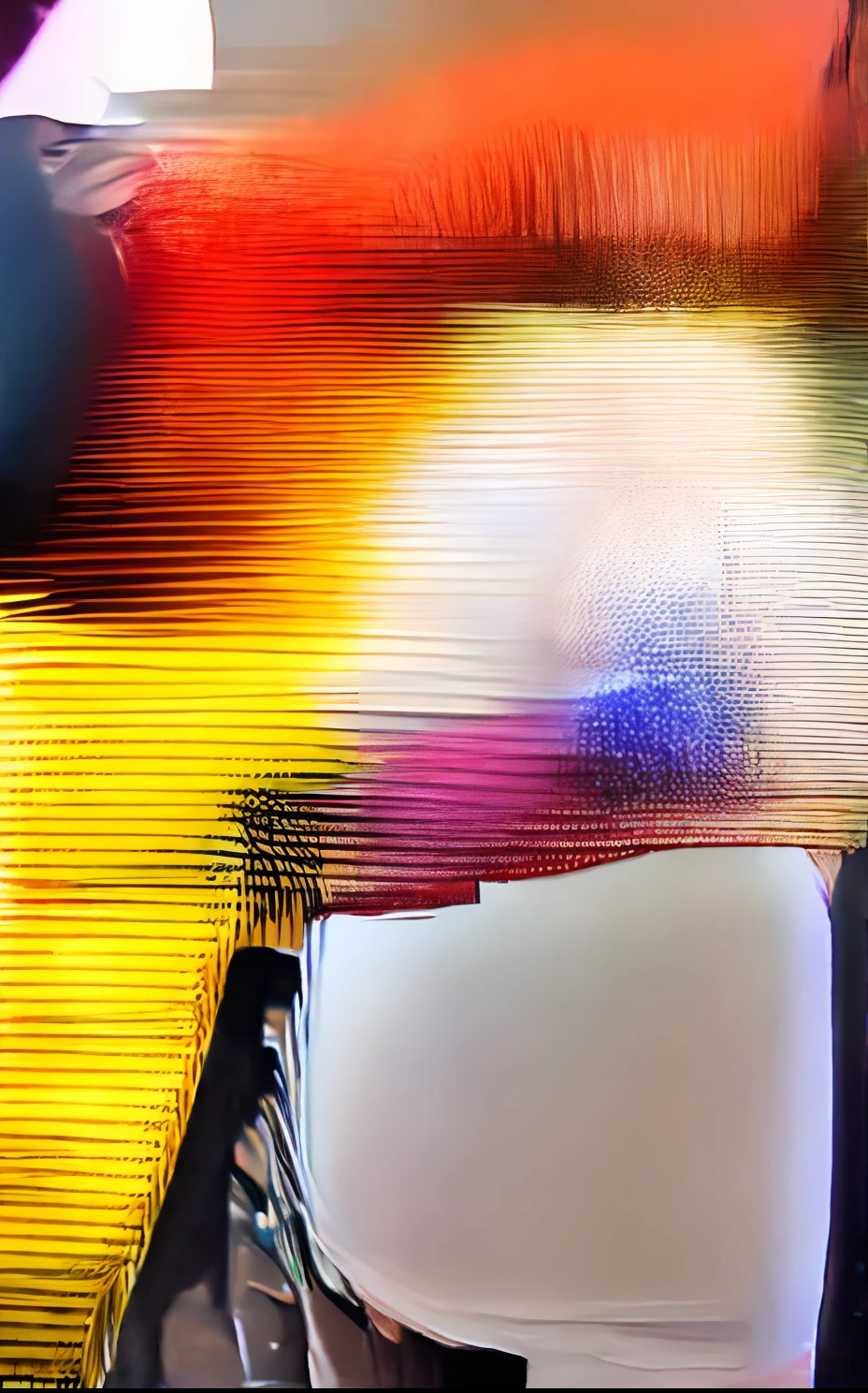 Highly detailed CG Unity 8k wallpaper, top quality, super detailed, masterpiece, realistic, photorealistic, highly detailed cute girl, 25 years old, library detailed,sweaty skin, blush, parted lips, round eyes, medium breasts, bun_head , formal office suit, ((erect, emerge, streak)), waist shot, full body, ((wide hips, thick thigh, accentuated ass, protruding ass)), high waist skirt (ass countour can be seen ), perfect hourglass figure detailed, emphasized ass,flowing satin wide long pant