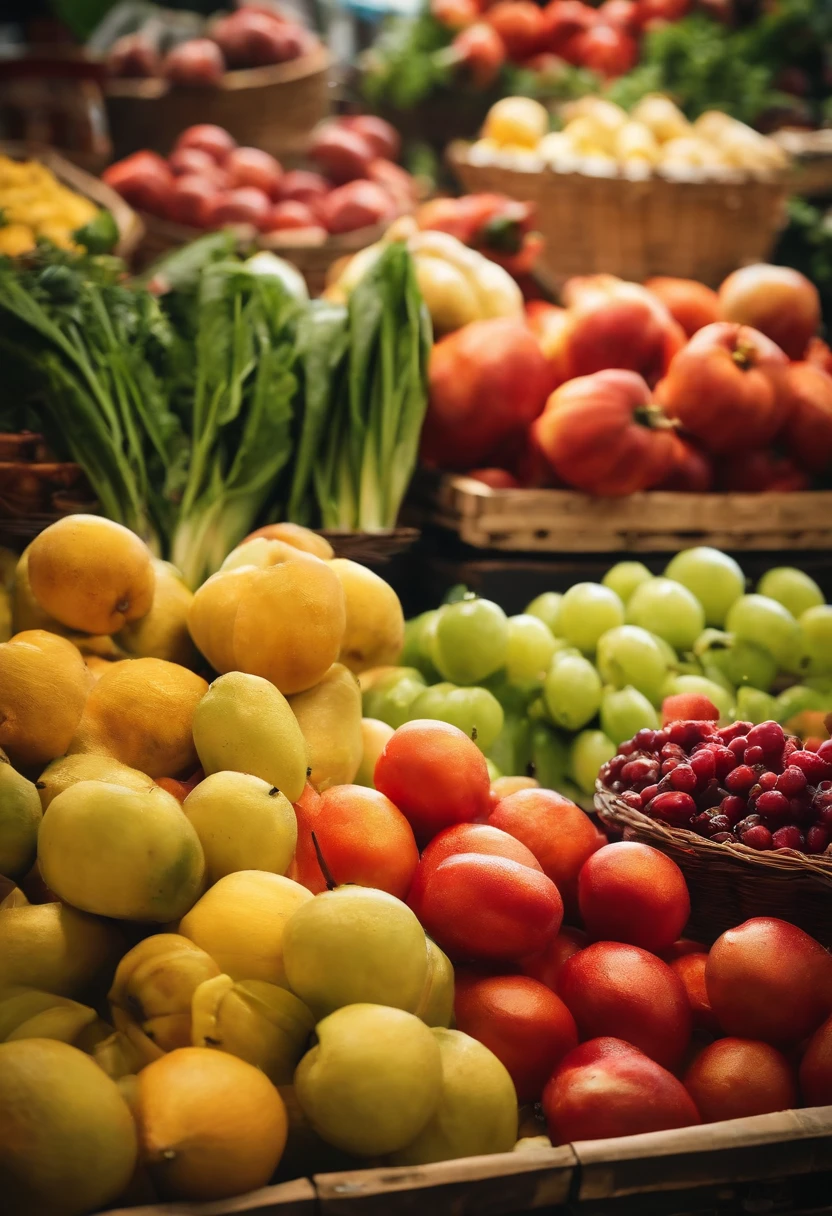 Main title："Hands-on" At the wet market，We are all winners
subheading：Add to "code" true to life，Bargaining is fireworks
market，A sea of people，vegetables and fruits，high detal，4K，Cinematic light effects