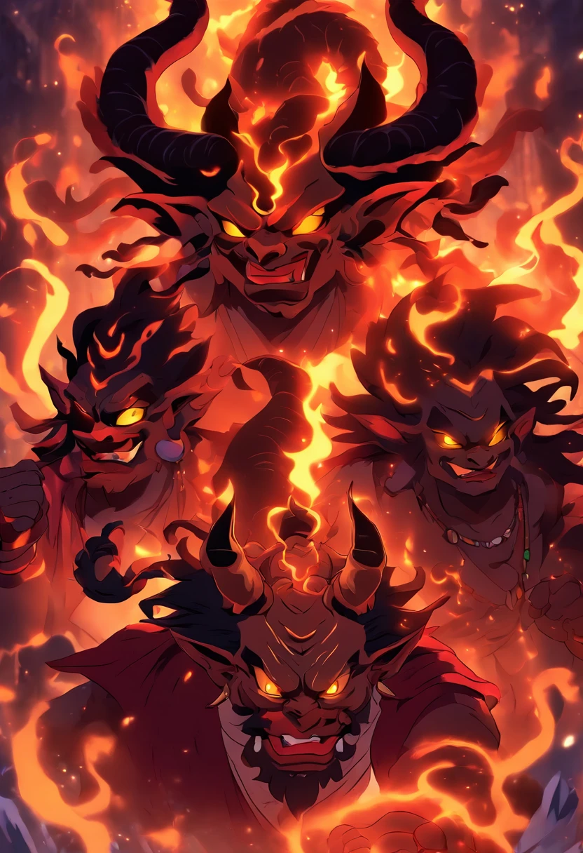 (((Hindu Demons))) best quality, ultra-high resolution, 4K detailed CG, master piece, Chanda and Munda, two demons, Hindu mythology, Hinduism, aesthetic, beautiful, screen-centered image