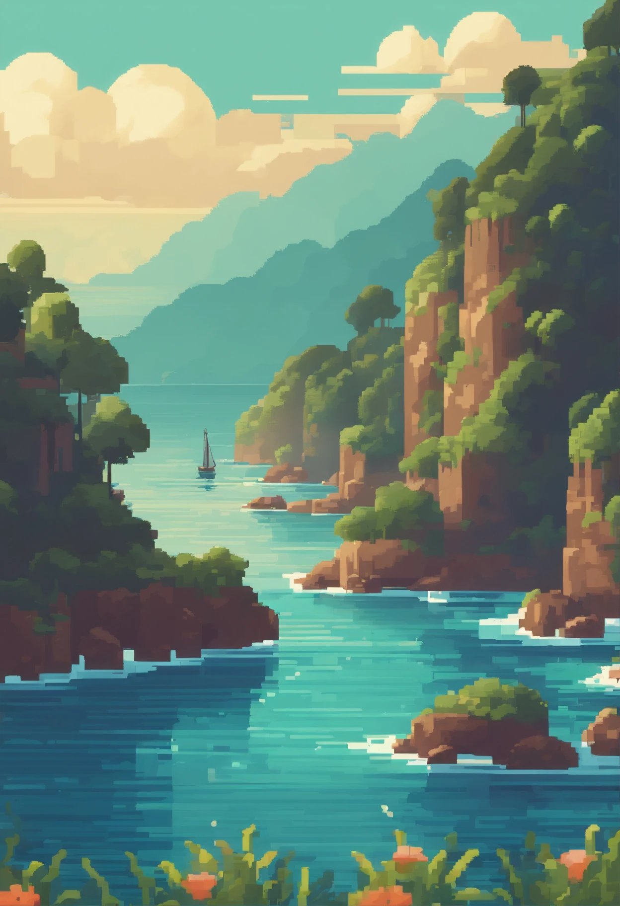 Pixel art original da lua gigante nascendo no mar calmo, bela arte detalhada do pixel, pixel art detalhado, lo-fi retro videogame, Conceito PixelArt, arte detalhada do pixel, estilo pixel art, cidade de pixel, pixel art animation, pixel art de alta qualidade, Golfinhos saltam do mar, Lowpoly art super detailed color beautiful, #pixelarte:3, # pixelarte, #pixelarte