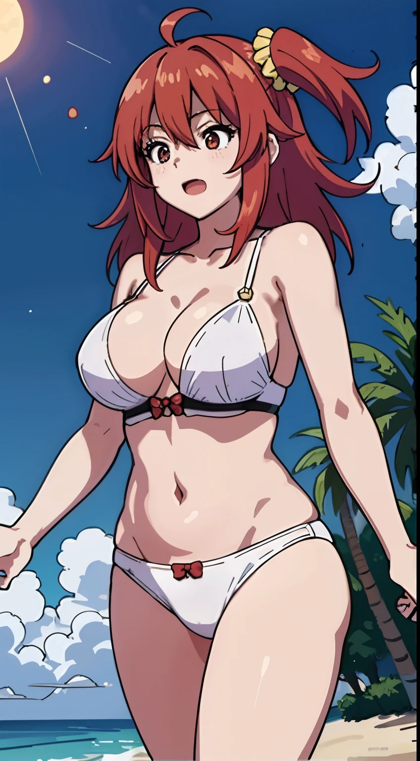 Red-haired woman, Sun，比基尼，swim wears，Large breasts，cleavage