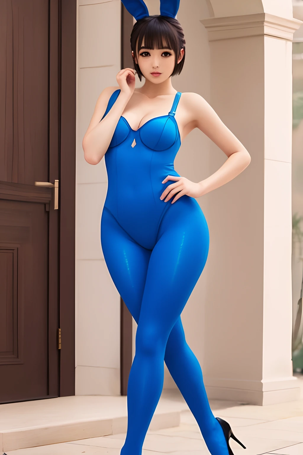 bunnygirl,Tight bunny suit
Hairstyle Short Hair
High Heels Blue tights
Black tight bunny suit Bunny Suit,bunnygirl,Slightly thicker body shape
