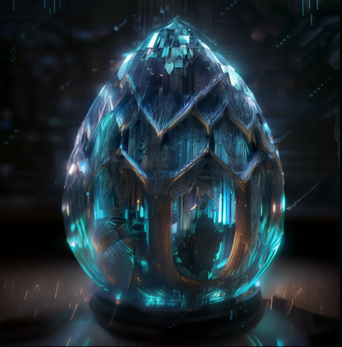 (8K, top-quality, Master Parts:1.2), (Realistic, Photorealsitic:1.8), ultra-detailliert, no humans, 1 Guiller, Intrinsic Crystal Eggs, Shining Crystal Egg becomes the star of the still life scene, The reading room is elegantly organized, llight rays, The egg is placed on a black crystal on the desk, Improved ferrocre around Atmos, Brilliant and sparkling crystals, (camera model: Nikon Z7 | |), (springtime: Nikkor Z 85mm f/1.8th S), ((Aperture: F/1.8 (Open to a shallow depth of field)), ((...ISO: 100 (For optimal image quality))), ((Shutter Speed: 1/250 second (Avoid motion blur))), (focus mode: Simple A F), (Focus Points: Crystal eggs capture the essence of crystal, Emphasize beauty and charm), Still lifes are made with great care, The intricate details of the reading room are、Form such a sophisticated setting, Crystals emit particles of light, Injection of environmental enchantment, Harmonious interaction of elements - crystal eggs, The crystal itself, Eta、Carefully designed reading room settings、Create captivating and captivating compositions, A scene enveloped in ethereal light, Give the whole portrait an air of mystery and elegance, Imagen (qulity: raw picture), Shallow depth of field, Sharp Focus Crystal Eggs, Slightly blurry background, Efeit Bokeh Bonito, eDone Streak, chromatic abberation, Sense of depth and realism, Intricate details and textures, Ultra-realistic and captivating images