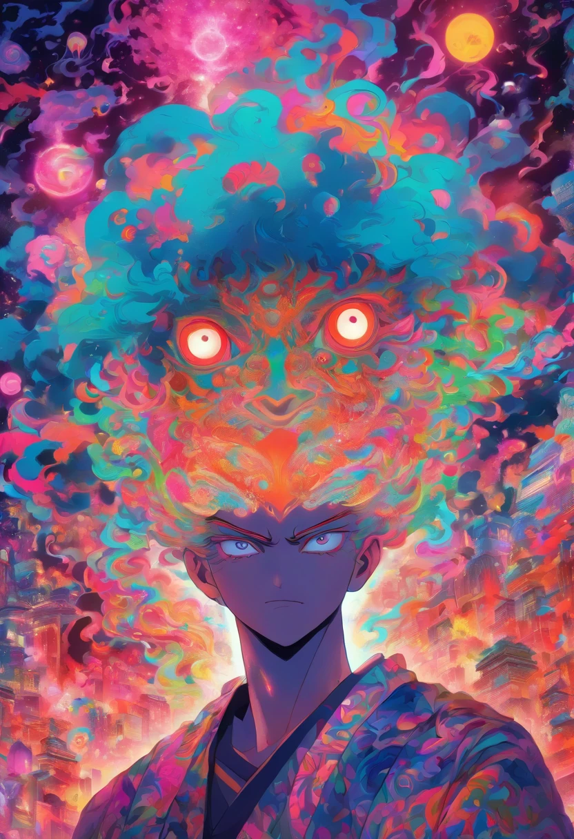 An extremely psychedelic portrait of a therapist, Surreal, LSD, face, Detailed, Intricate, elegant, agile, Highly detailed, Digital painting, Art Station, concept-art, smooth, Sharp focus, illustration