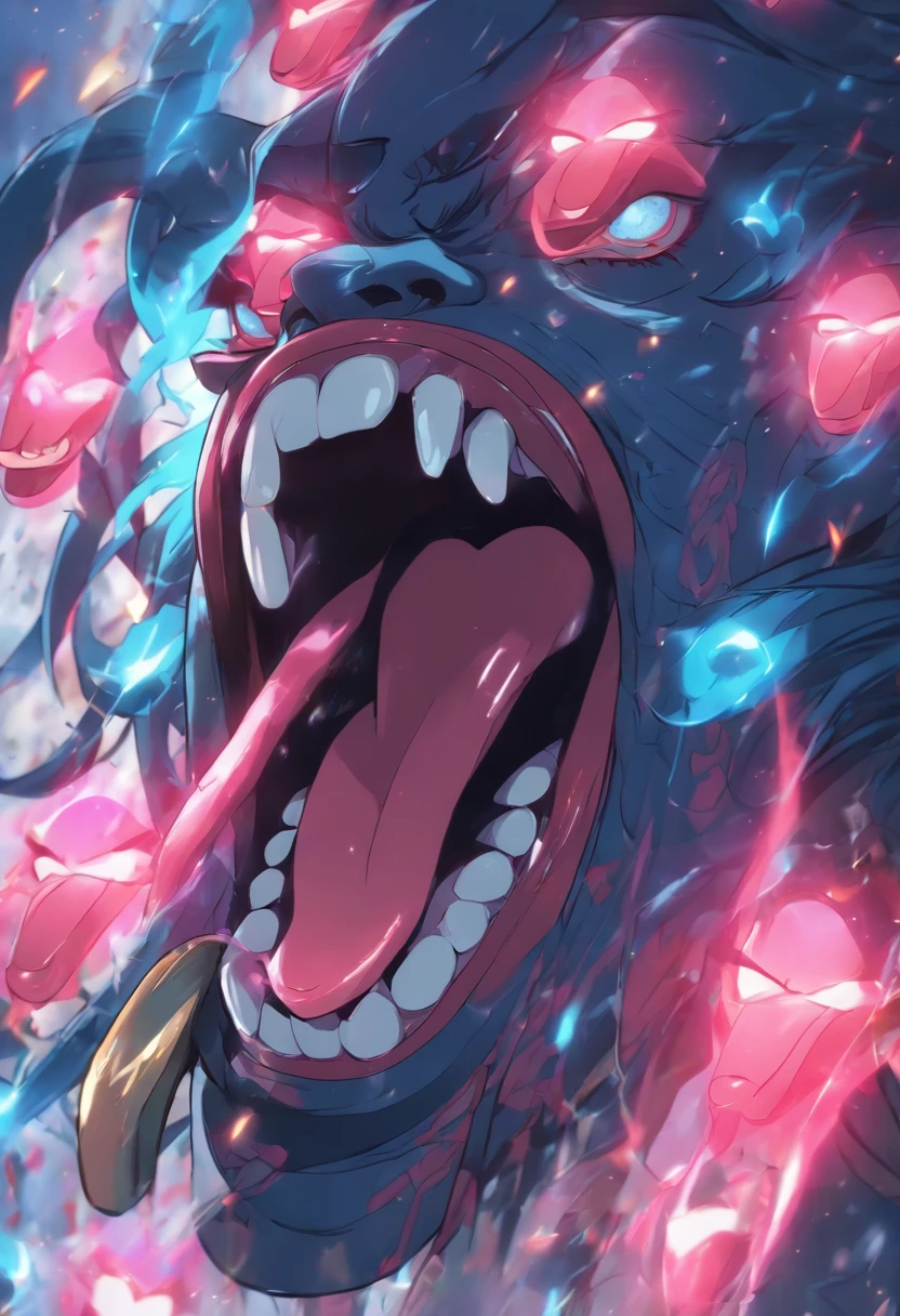 (((Giant Tongue Hindu Goddess))) best quality, ultra-high resolution, 4K detailed CG, master piece, Kali, Hanging Tongue, tongue out, blue, iron gaze, Licking, blood, Hindu mythology, Hinduist, aesthetic, beautiful, image centered on the screen