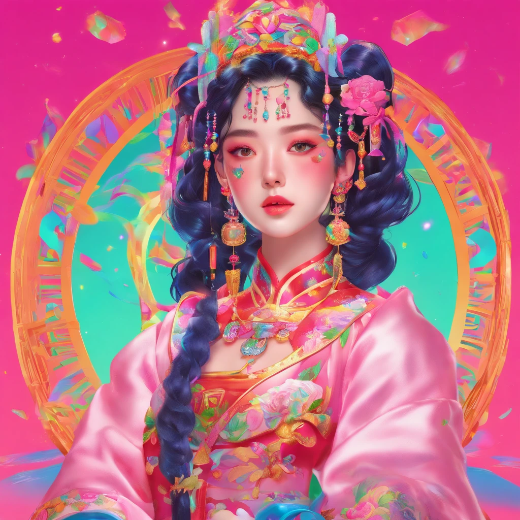 Best Quality, Masterpiece, High Resolution, 1girl, Hanfu, Tang Dynasty Costume, Small, Flat Chest, Collarbone, Off-the-Shoulder Exquisite Face, Realistic, Real People, (High Detail Skin: 1.4), SLR, Soft Light, High Quality, Photo, High Resolution, Background Bokeh, Vintage Street