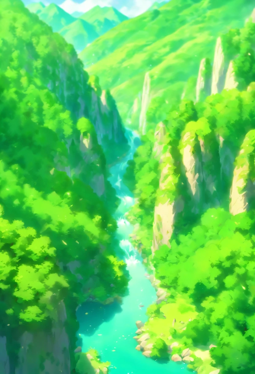 (((Valleys and mountains))) best quality, very high resolution, 4K detailed CG, master piece,Valleys,Mountains, Forest, River, stream, aesthetics, Beautiful image, centered on the screen