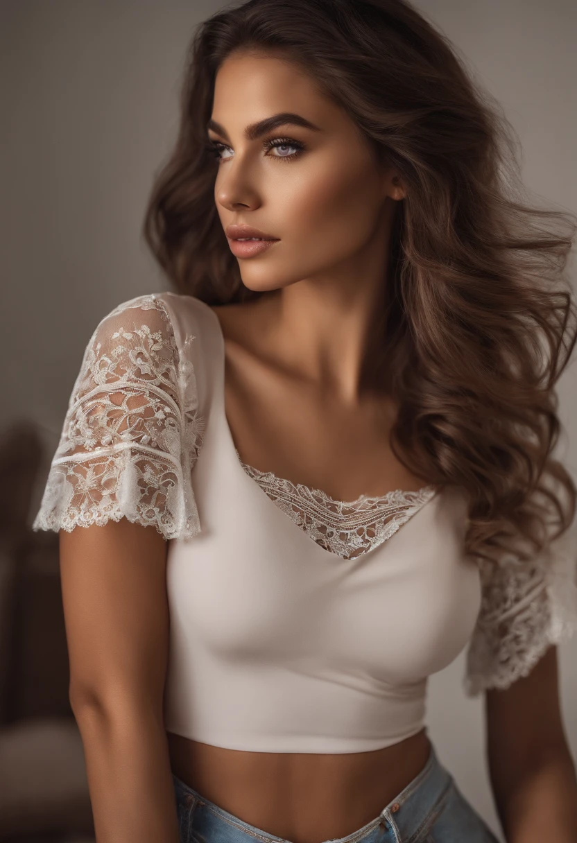 arafed woman fully , sexy girl with blue eyes, ultra realistic, meticulously detailed, portrait sophie mudd, blonde hair and large eyes, selfie of a young woman, bedroom eyes, violet myers, without makeup, natural makeup, looking directly at the camera, face with artgram, subtle makeup, stunning full body shot kneeling on bed, in bedroom, medium to large size bust, woman in bikini
