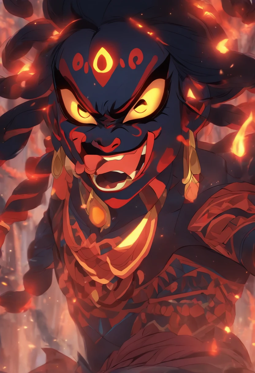 (((KALI))) best quality, ultra-high resolution, 4K detailed CG, master piece, KALI, Hindu goddess, Tongue out, Hindu mythology, Hindu image, aesthetic, screen-centered