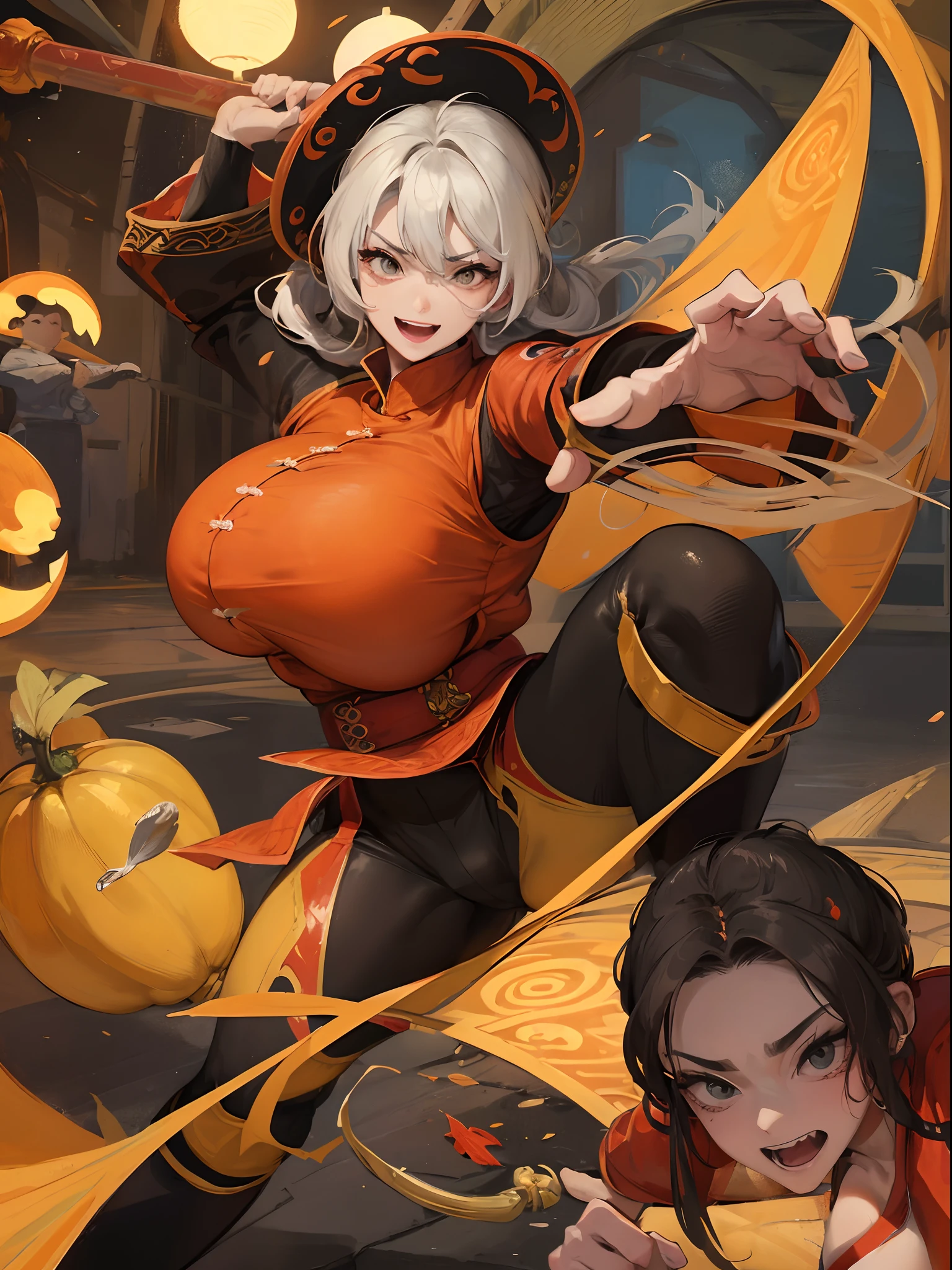 1 Adult older sister who uses drunken kenpo,(huge-breasted:1.3)Shaolin Kempo Uniform、(Colossal gourd:1.2)、drunkard、Nasty smile、