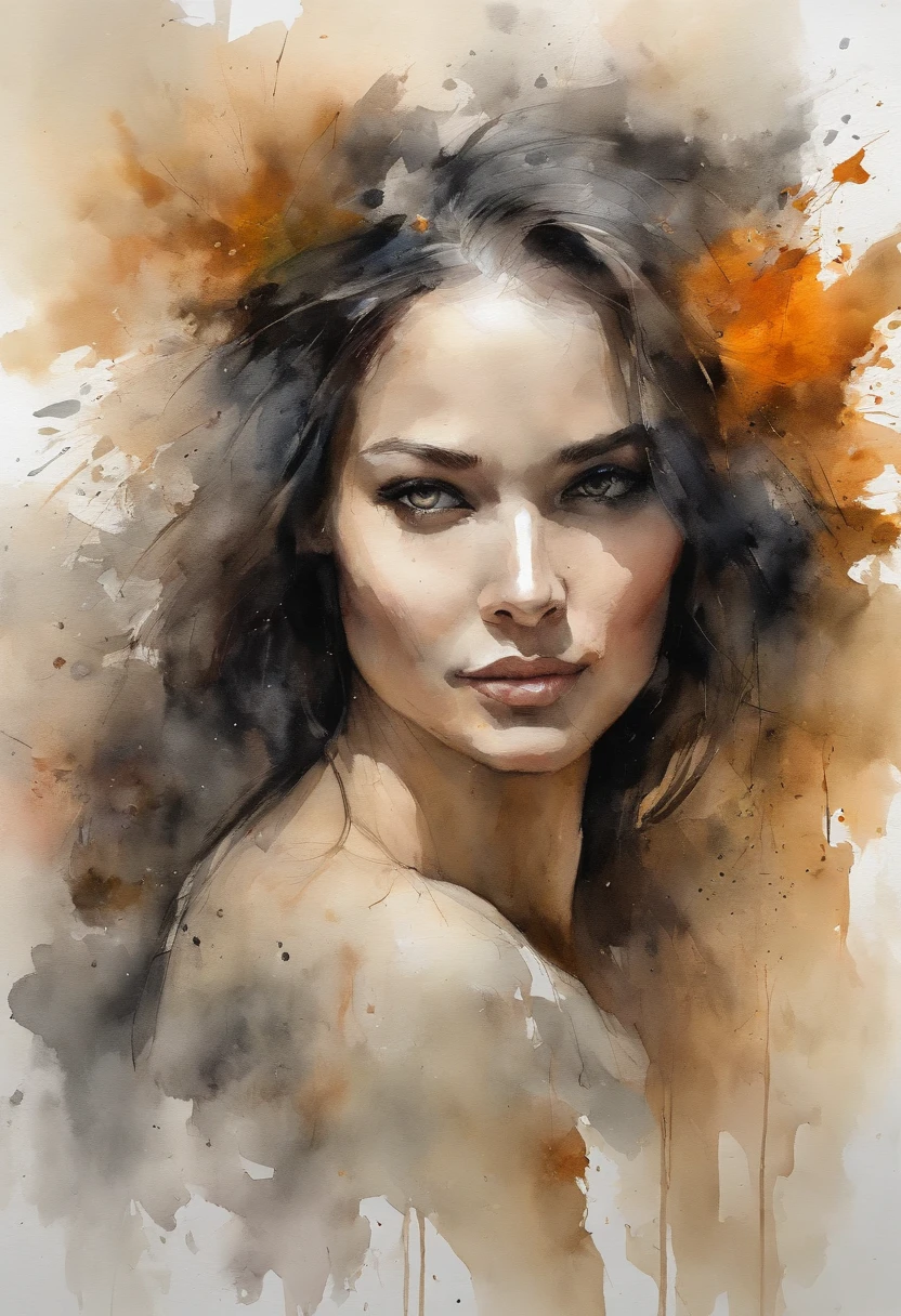 Perfect centralization, Golden Beams Fantastic Black, alegria, Standing position, beleza abstrata, Centrado, looking at the camera, Facing the camera, Approaching perfection, Dynamic, altamente detalhado, liso, foco nítido, 8k, alta resolução, illustration, arte de Carne Griffiths e Wadim Kashin, asian beauty, feixes laranja, feixes pastel, Rosto realista, fundo em movimento,