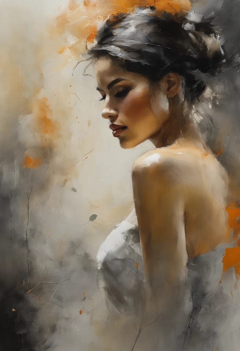 Perfect centralization, Golden Beams Fantastic Black, alegria, Standing position, beleza abstrata, Centrado, looking at the camera, Facing the camera, Approaching perfection, Dynamic, altamente detalhado, liso, foco nítido, 8k, alta resolução, illustration, arte de Carne Griffiths e Wadim Kashin, asian beauty, feixes dourados, feixes laranja, feixes pastel, Rosto realista, rosto detalhado, cabelo prateado, fundo em movimento,