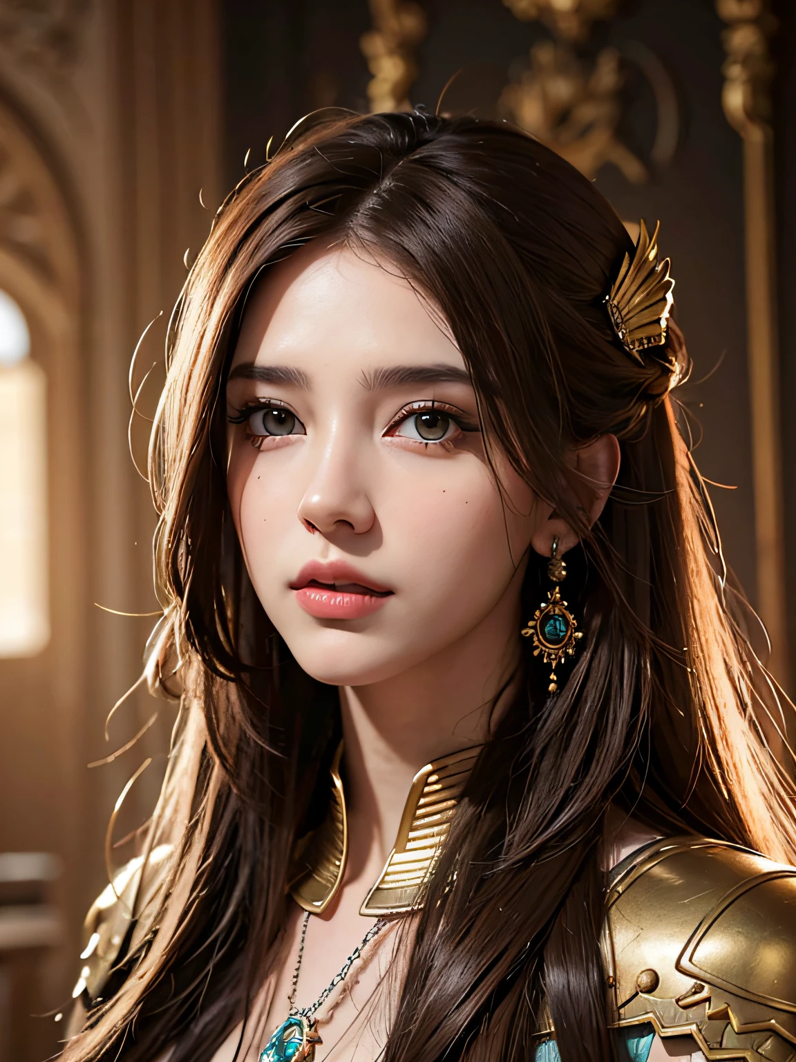 8k portrait of a beautiful cyborg with brown hair, intrincado, elegante, muy detallado, majestuoso, Raw half-length photography, arte de artgerm y ruan jia y greg rutkowski filigrana de mariposa dorada, vidrios rotos (obra maestra, sidelit, hermosos ojos finamente detallados: 1.2 )