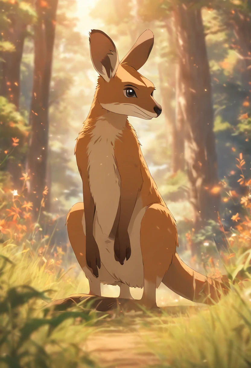 (((Animals))) best quality, very high resolution, 4K detailed CG, master piece,Kangaroo, Mountains, Forest,aesthetics, ((Kangaroo)), Beautiful image, centered on the screen