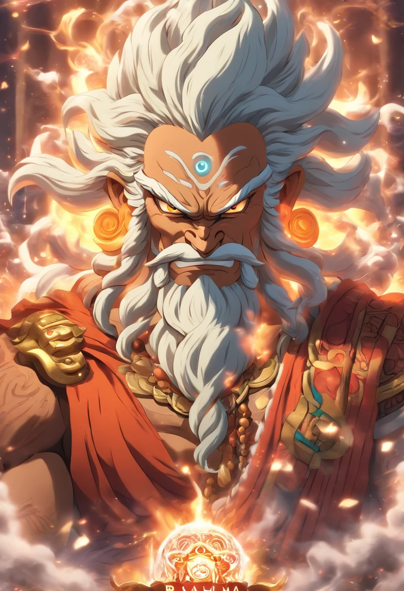 (((Brahma))) best quality, ultra-high resolution, 4K detailed CG, master piece, BRAHMA, Hindu god, old man, elder, white beard, Hindu mythology, Hindu image, ((full body)), aesthetic, centered on screen, full body