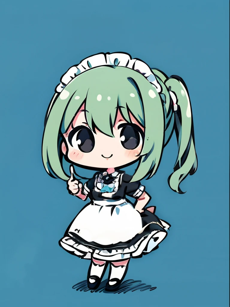 Gestures of the conductor,maidennurse,Full body depiction,having fun,pointing finger,Hands with forked waist,Black maid outfit,Maid clothes,adolable,frilld,Superskirt,