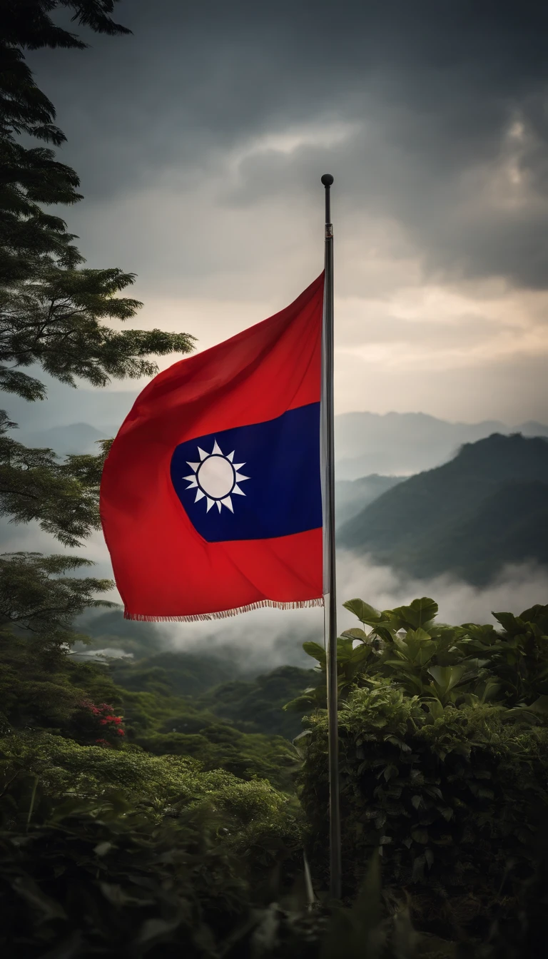 Taiwanese flag with fringe around