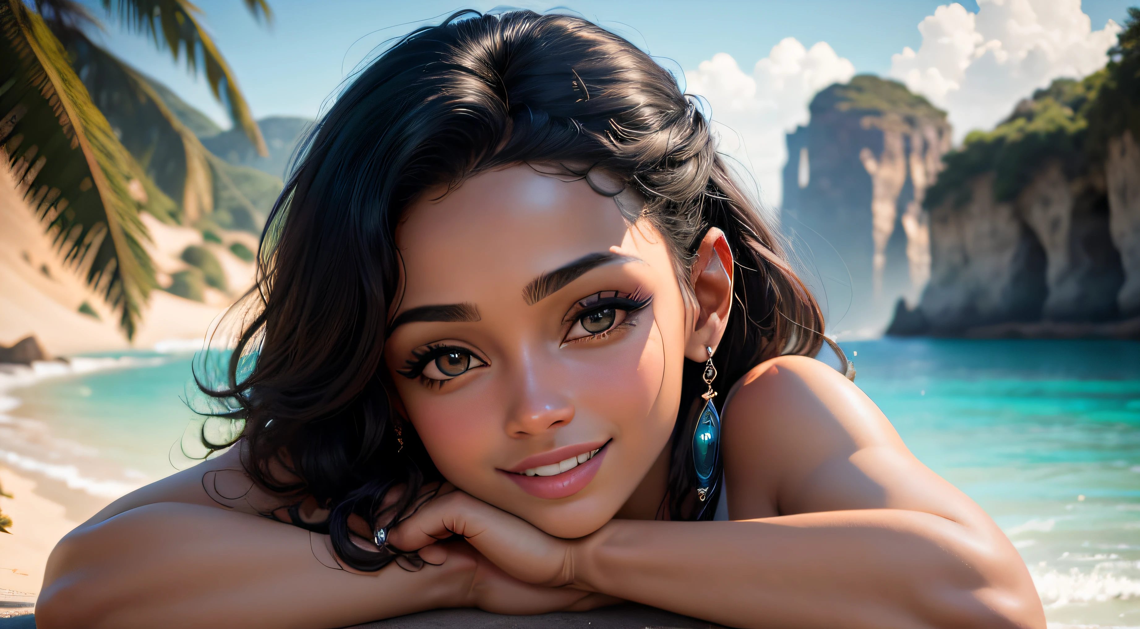 mulher bonita negra, muito detalhado, 28 anos, Rosto inocente, cabelos naturalmente ondulados, olhos castanho, alta resolução, obra-prima, melhor qulaity, Detalhes intrincados, muito detalhado, foco nítido, Pele detalhada, texturaa de pele realista, textura, Olhos detalhados, Profissional, 4k, sorriso encantador, tirada com Canon, 85 millimeters, Profundidade de campo leve, Cor Kodak Vision, Corpo perfeitamente ajustado, Extremamente detalhado, fotografia_\(Ultra\), fotoRealistisch, Realistisch, Post-processing, maximum details, Rugosidade, vida real, Ultrarrealista, fotografiarrealismo, fotografiagrafia, 8k UHD, fotografiagrafia,sorridente,foto frontal