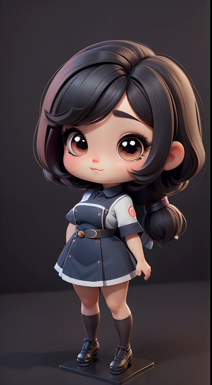 Menina fofa s、Estilo Chibi、copos grandes、ver corpo inteiro、Front to front and the focus is looking at the camera lens、1 head body、Solid pattern on the same background