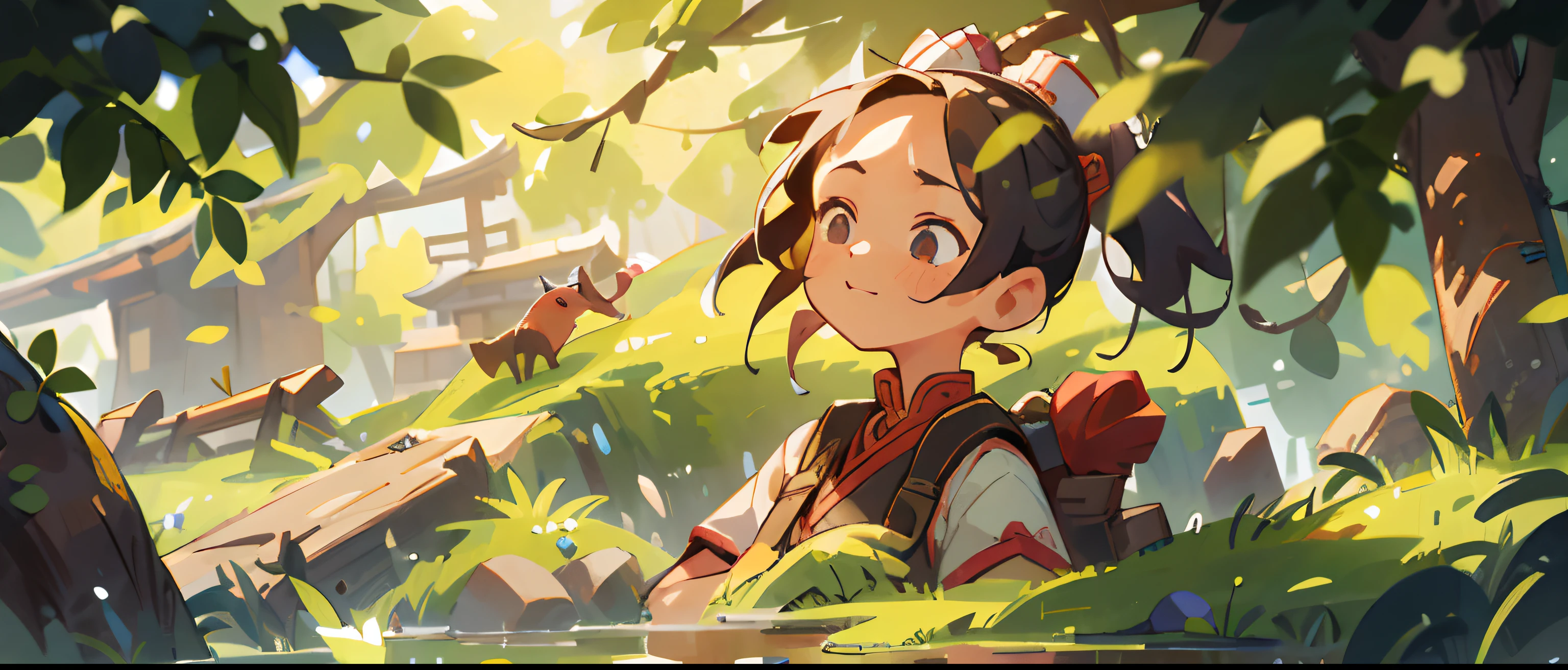 A girl with ancient Chinese style, Joyful, In the Chinese landscape by the river, standing in grassy field. Look up. There are willows on the head.The artwork is of the highest quality, Clear focus and sharp details. It's a masterpiece (1.2) This is very realistic (1.2) The background is blurred out (Bokeh effect) and the best quality. The skin of the girl is described in detail (1.3), With complex and realistic features. The image is in 8K resolution, Capture every tiny detail, Especially in the eyes of girls. The overall painting is sharply focused, The girl had a happy expression on her face.