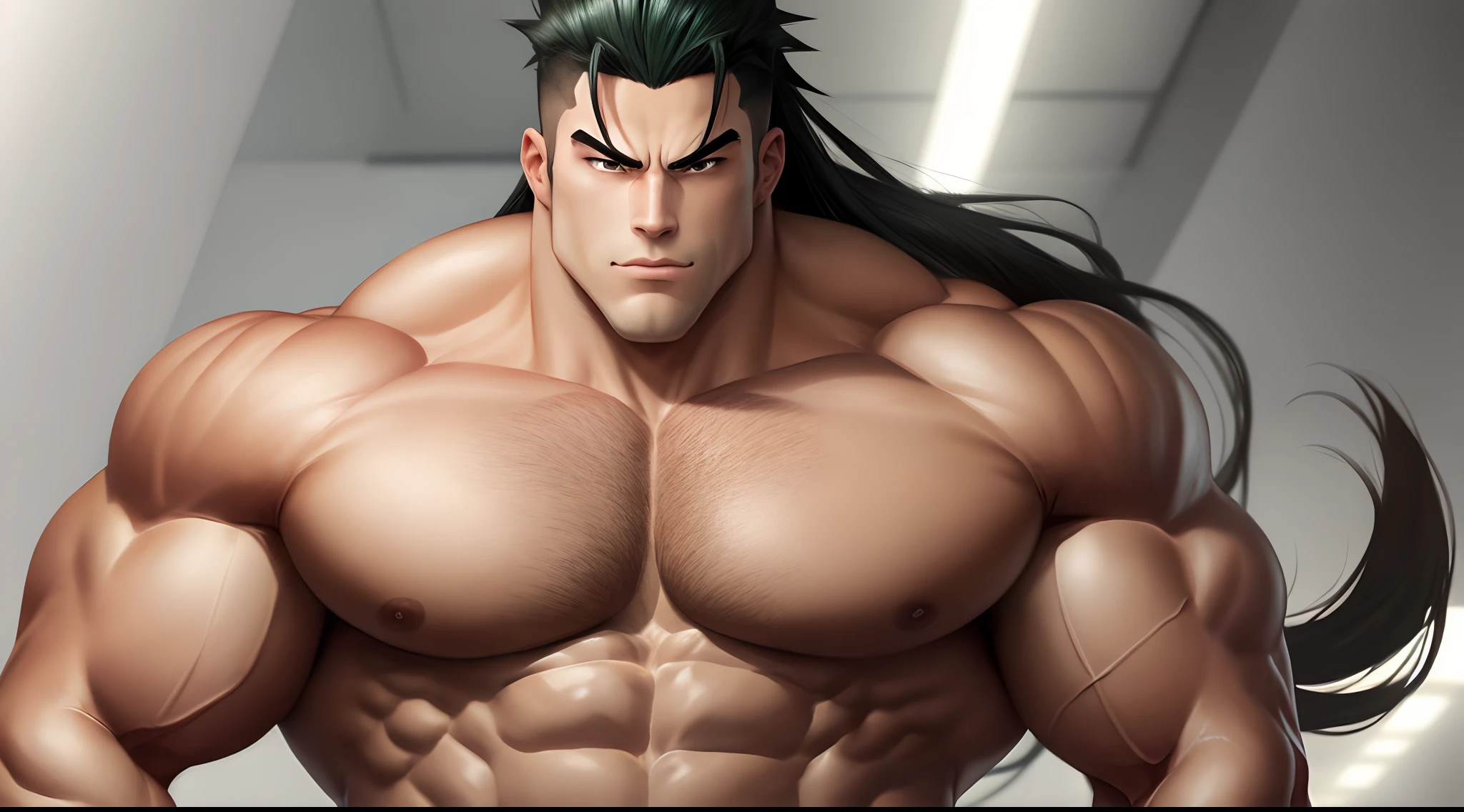 Anime man with  big muscles attractive