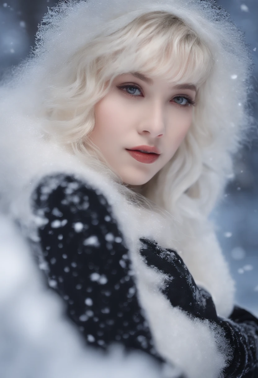 1girll,(Covered with snow,Ice), snowflower, In winter,In the snow,White hair, Shiny hair, Wavy hair, Transparent clothes, frilld, Lace, Wet clothes, Off_Shoulder, hair scrunchie,Masterpiece, Telephoto lens, absurderes, Exquisite facial features,filmposter,poster composition,posing elegantly,classics,Natural light,Soft light,(Composed of seven doppelgangers) ,Epic,dream magical,mistic,hyper qualit,tmasterpiece,Perfect illustration,extreme hight detail(Realiy:1.4),Unity 8k壁纸,Super meticulous,Exquisite,tmasterpiece,best qualityer