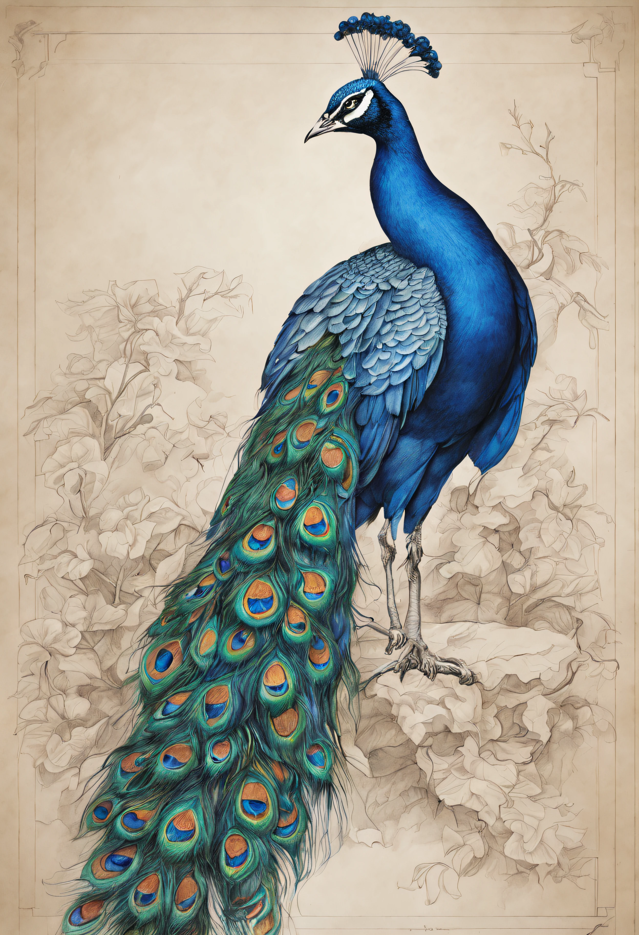 Technical Drawing, Bird illustration, peacock, desenho a lapis, Colouring, Estudo das aves