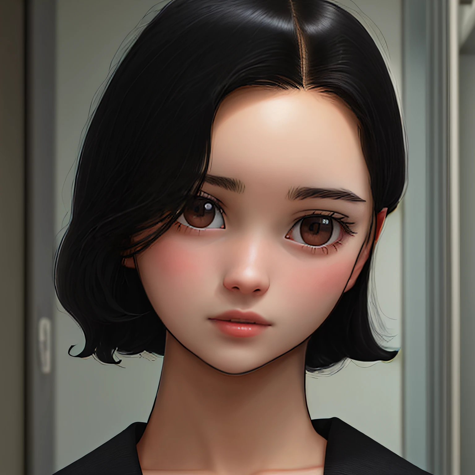 Black-haired high school girl