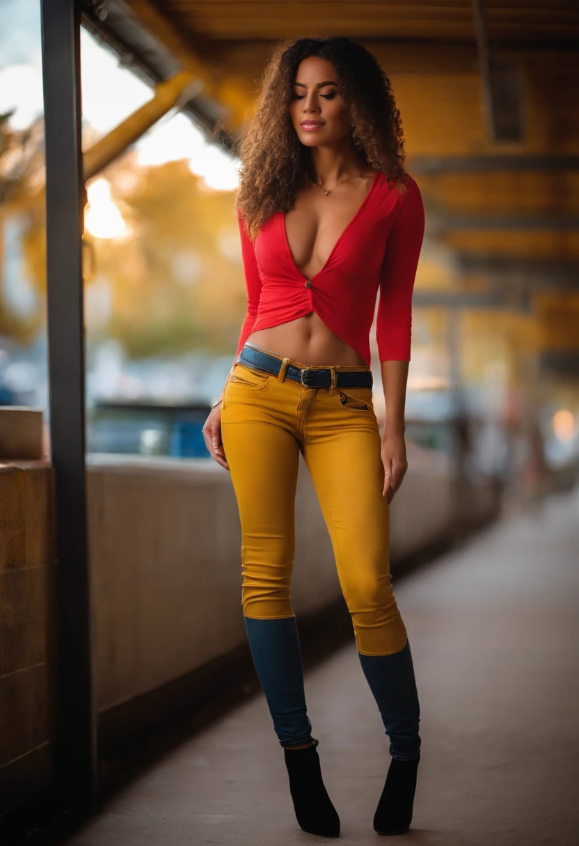 sexy young woman REALLY has to pee wearing tight jeans grabbing crotch