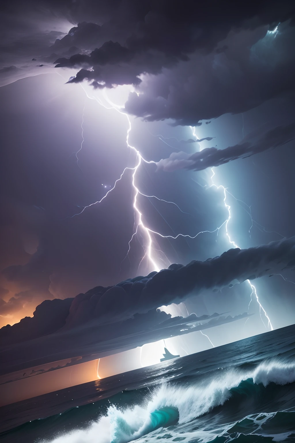 Tempestade, Mar com Ondas gigantes, Ultra Detalhado mar tempestuoso