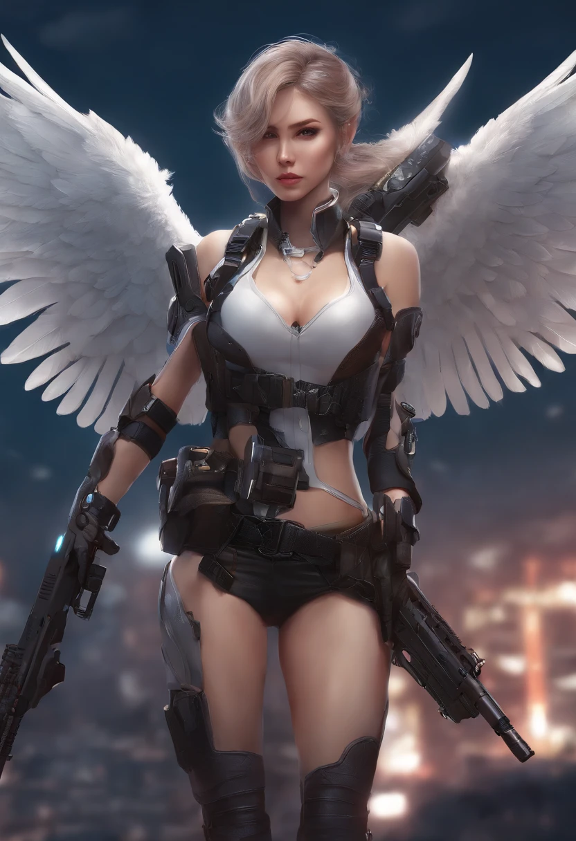Anime - style illustration of a woman with wings and a gun, cyberpunk art by Shitao, cgsociety contest winner, Fantasy art, beautiful cyborg angel girl, A beautiful artwork illustration, Rosla 1. 0, rossdraws 2. 0, rossdraws 2. 5, angel knight girl, Anime art wallpaper 4 K, Anime art wallpaper 4k