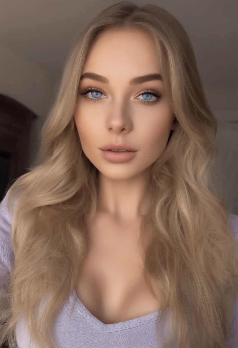 arafed woman fully , sexy girl with blue eyes, ultra realistic, meticulously detailed, portrait sophie mudd, blonde hair and large eyes, selfie of a young woman, bedroom eyes, violet myers, without makeup, natural makeup, looking directly at the camera, face with artgram, subtle makeup, stunning full body shot in mall, medium to large size bust