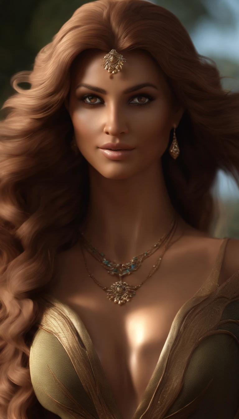 (Professional 3D rendering:1.3) ((corpo inteiro de mulher)) (Realistic:1.3) Foto de arte mais bonita do mundo,(((dark brown fur))), ((olhos dourados detalhados)),morena, Face hindu, beautiful face, ,corpo inteiro, movimento, Soft and bright features, ((Epic Fantasy Long Hair in Dynamic Pose,fantastic location, majestoso ambiente desordenado)), corpo inteiro 8k unidade render, action shot, poros da pele, sombreamento pesado, circunstanciado, Rosto detalhado, (vibrante, fotografia realista, Realistic, Dramatic, Escuro, foco nítido, 8k), (orelha pontuda), ((((elfa e elfo)))),(deusa durga), (intrincado:1.4), decadente, (altamente detalhado:1.4), pintura digital, rendering by octane, art stations, Conceito-Arte, liso, foco nítido, illustration, germe da arte, (Loish:0.23), (global ilumination, studiolight, Light Volumetric),fantasia,CGSesociedade,art stations