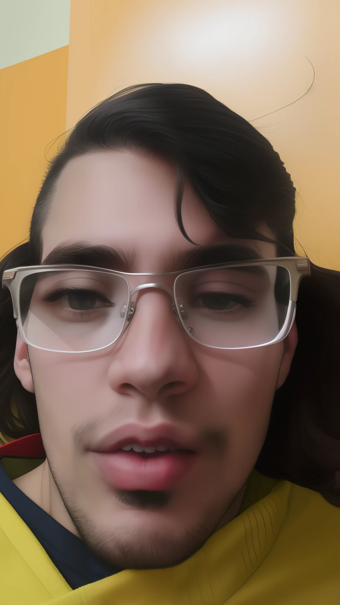 Hay un hombre con gafas y una camisa amarilla, 2 , 2 2 years old 2 8 years old, 2 7 yearsafas nerdy y peyears old, 2 4 years old, 18 years old, 21con gafas y pergafas, gafas gruesas