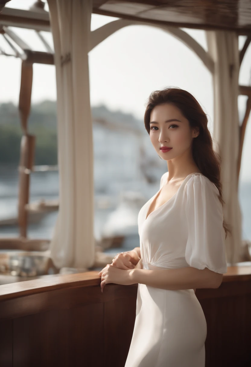 (top-quality、hight resolution、masterpiece:1.3)、A tall and pretty woman、Slender Abs、Dark brown hair styled in loose waves、breastsout、White button-up shirt、Black pleated skirt、(Modern architecture in background)、Details exquisitely rendered in the face and skin texture、A detailed eye、二重まぶた I have hair, naked, on the boat, chest84D cup, best smile, all nude woman, beautiful and hair, make the perfect woman, beautiful5Honna fingers・(1人の女性,Having sex))+Body position, video, video-like, hair nude shooting,