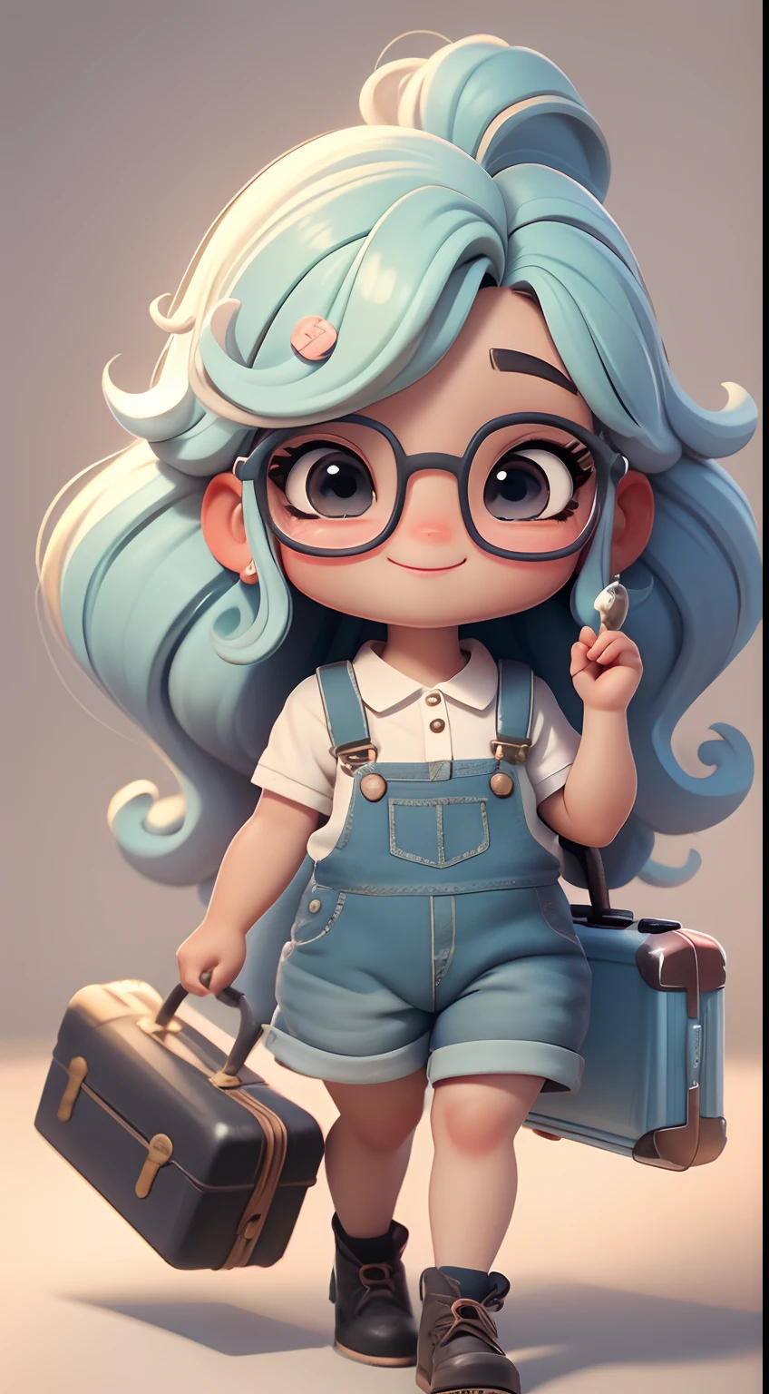 Create a series of cute black dread dolls baby chibi style with a cute travel theme, each with lots of detail and in an 8K resolution. All dolls should follow the same solid background pattern and be complete in the image, mostrando o (corpo inteiro, incluindo as pernas: 1.5)
Boneca Mini viajante: Chame-a de Marina. Ela deve ter cabelo pequeno em tom multicolorido. Seus olhos devem ser grandes e expressivos, with long eyelashes and rosy cheeks. Sorriso delicado e branco. Marina must be dressed in overalls, sun glasses, Uma camisa, Camiseta, She must carry travel accessories and a suitcase. Certifique-se de adicionar detalhes nas roupas, such as buttons and pockets, sapato bonito
Certifique-se de adicionar sombras, texturas e detalhes nos cabelos, roupas, Travel utensils, to make them even more adorable and charming.