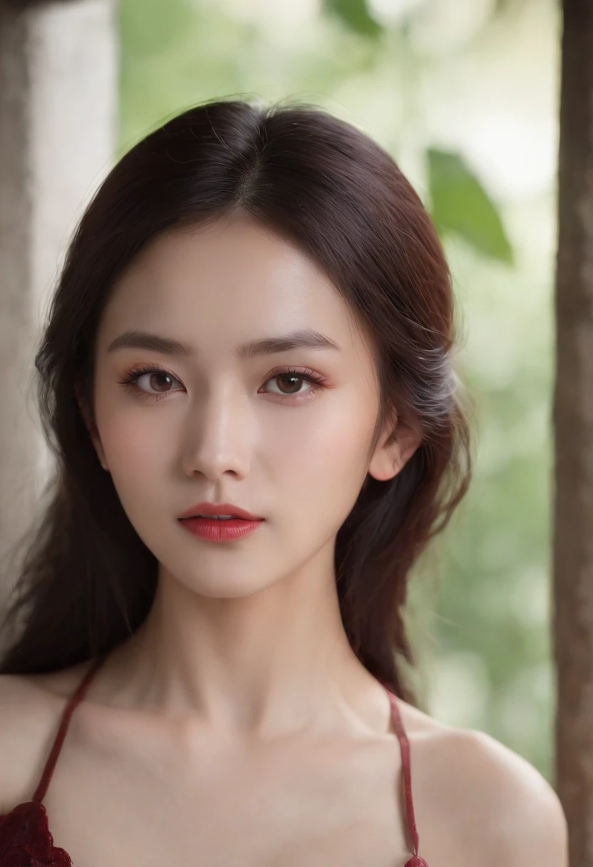 (((a deep reddish wound crosses her left cheek))) fair complexion, chinese woman around 19 years old, natural black hair, distinctive brown eyes, wearing kohl, slender and graceful, beautiful, candlelight in a medieval setting, ultra sharp focus, realistic shot, sexy bikini female clothes, show sexy belly, tetradic colors (scar:1.4)