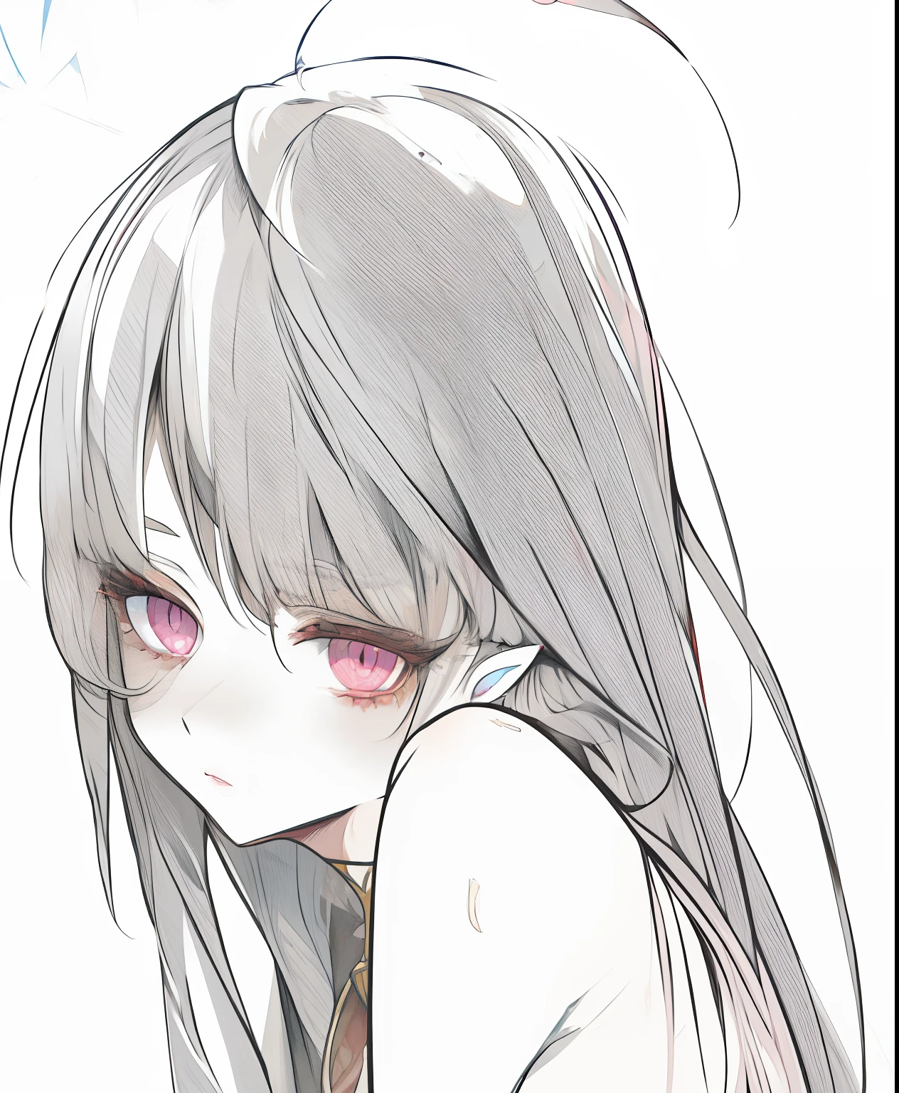 (best quality), (Super detailed), (Best Illustration), (masterpiece), score_9, score_8_up, score_7_up, (4k), (1woman), (nude), (detailed eyes), blush, hololive, parted lips, nakiri ayame,