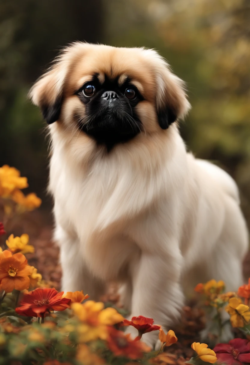 Pekingese、blanche、Very photorealistic