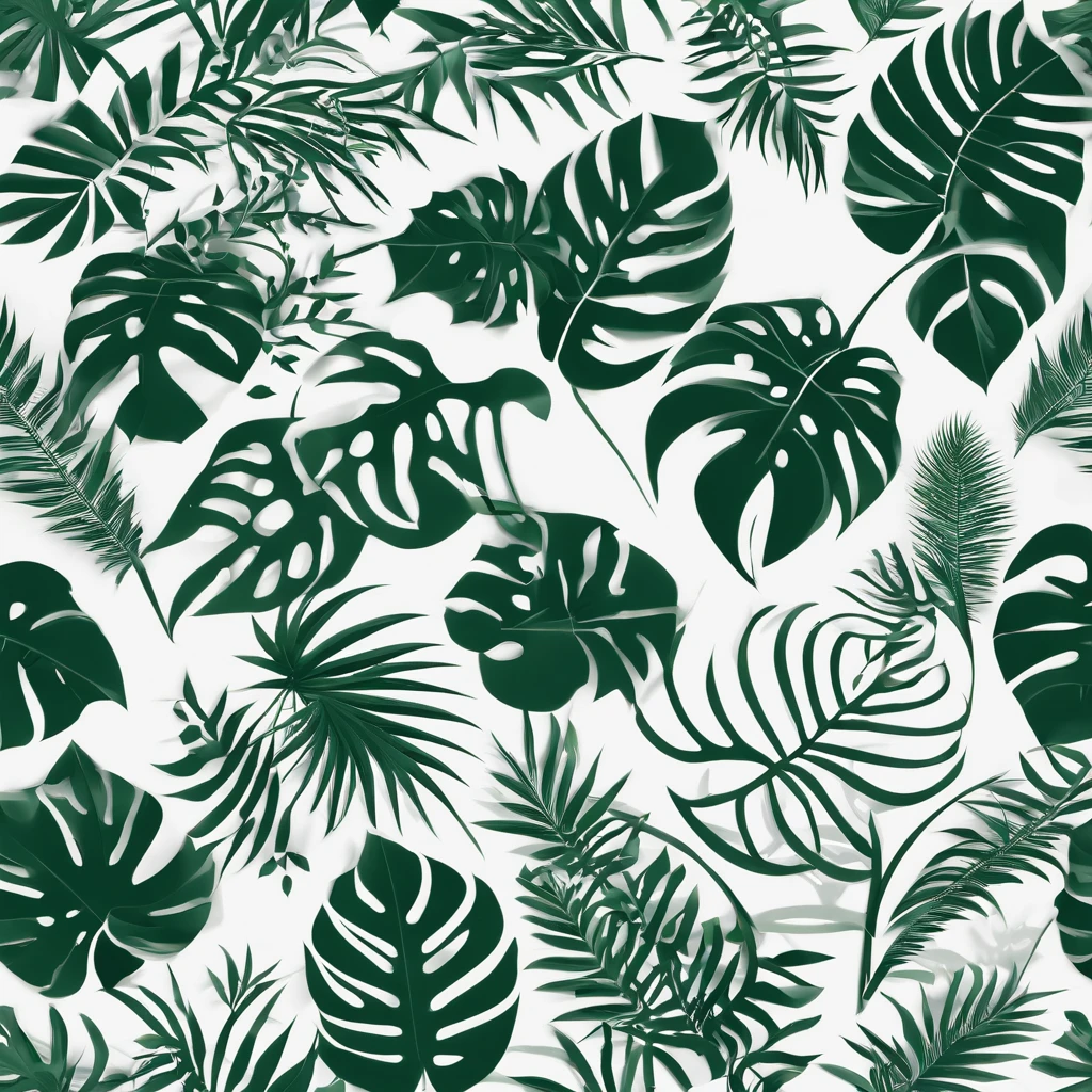 botanical tropical leaves, collection, isolated elements, set pack