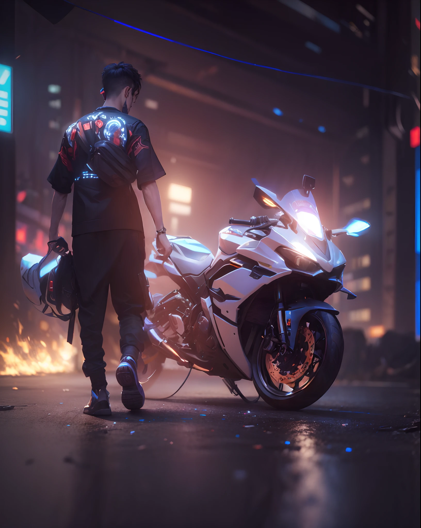 (hiperrealisme:1.1),(detail:1.2)8k,cyberpunk handsome korea boy, realistic face 8k, ultra realistic, bokeh