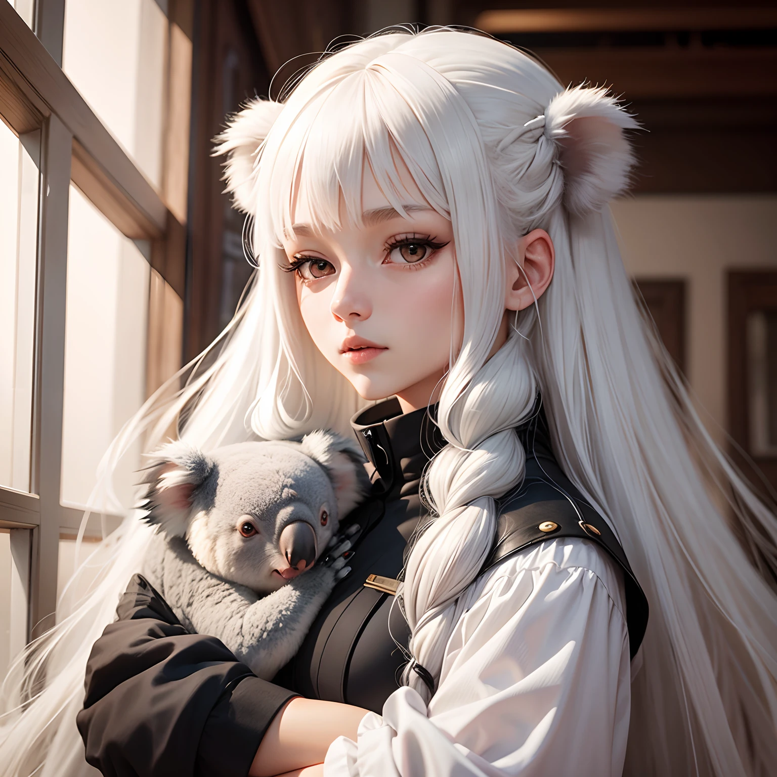 Koala, white hair, long hair