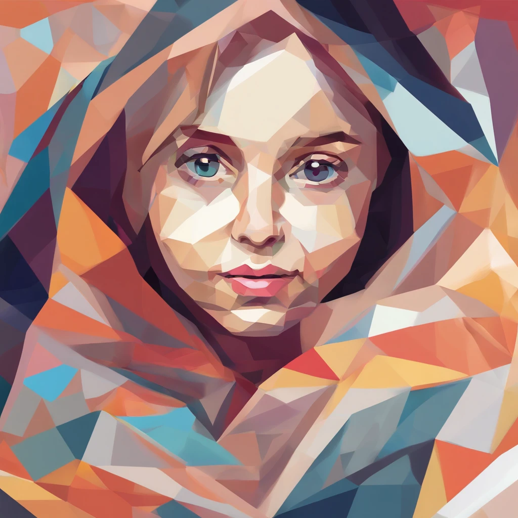 a close up of a painting of a woman holding a , arte vetorial, obra-prima obra de arte, estilo de arte vetorial, WPAP, arte vetorial altamente detalhada, Com o Menino Jesus, arte vetorial, artista desconhecido, VectorArt detalhado, arte vetorial, Obra-prima da arte digital, catholic religious art, arte poligonal, arte digital low-poly, arte do Adobe Illustrator
